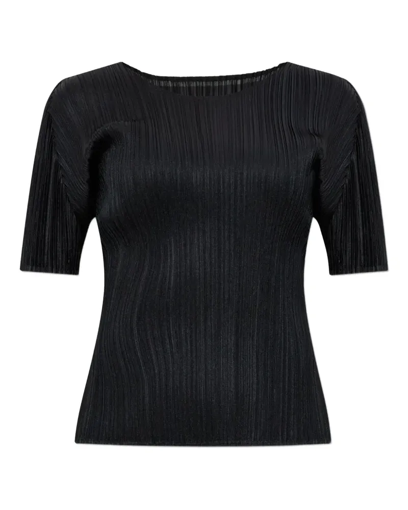 Issey Miyake T-Shirt mit Falten - Schwarz Schwarz
