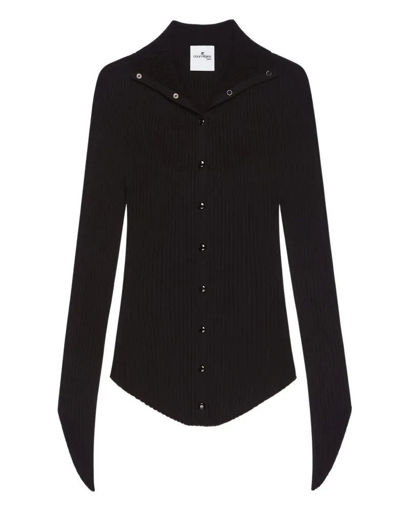 Courrèges Gerippter Cardigan - Schwarz Schwarz