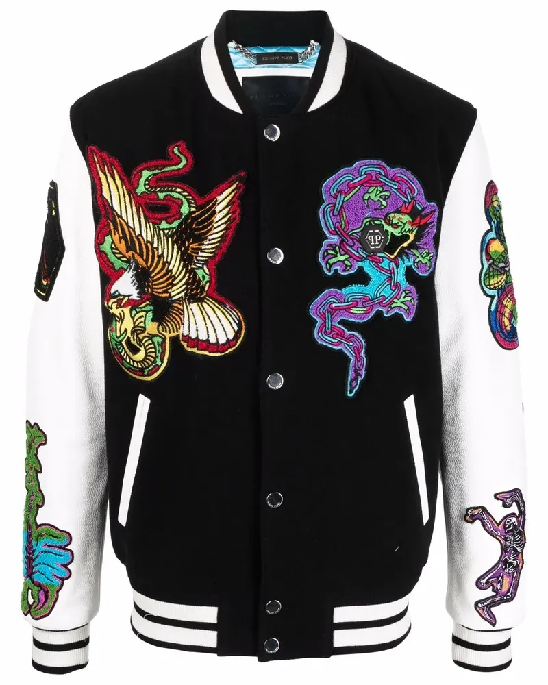 Philipp Plein Bomberjacke mit Tattoo-Patches - Schwarz Schwarz