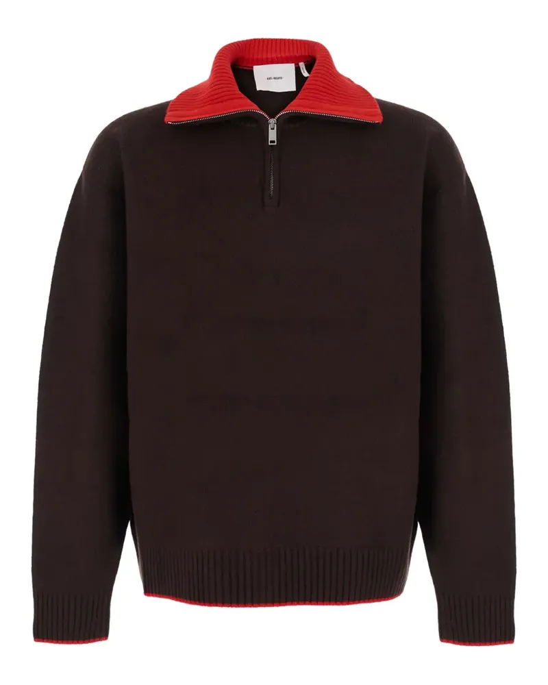 Axel Arigato Trace Half-Zip-Pullover mit Kontrastkragen - Braun Braun
