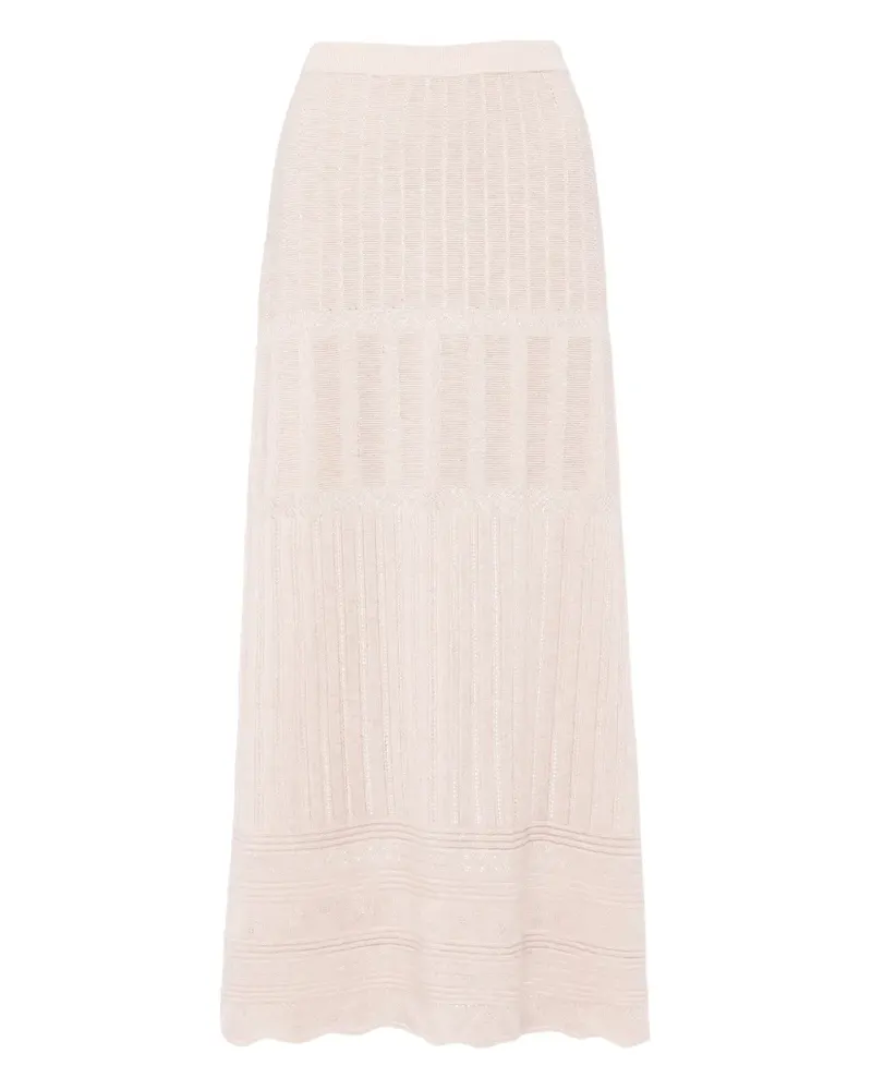 Eres Gerippter Midirock mit Wellensaum - Rosa Rosa