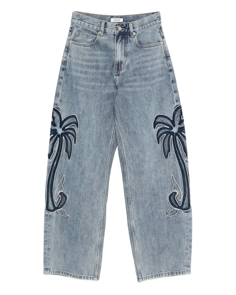 Sandro Jeans mit Palmenstickerei - Blau Blau