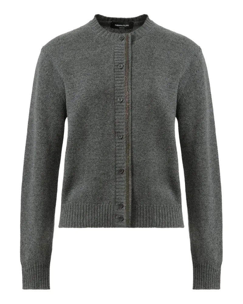 Fabiana Filippi Gestrickter Cardigan mit Monili-Besatz - Grau Grau