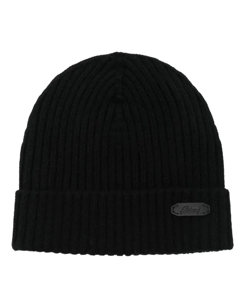 Brioni Beanie mit Logo-Patch - Schwarz Schwarz