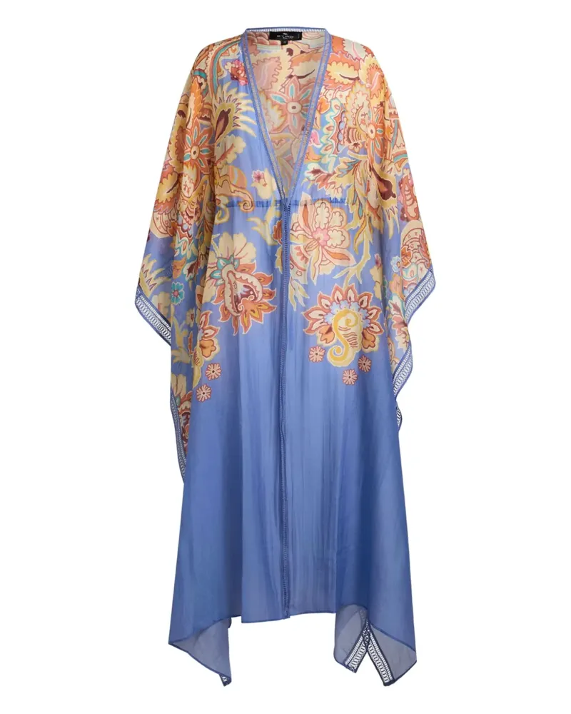 Etro Strandkaftan mit Blumen-Print - Blau Blau