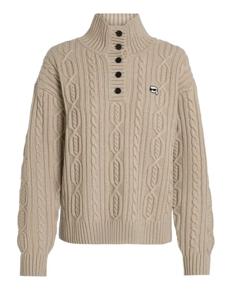 Karl Lagerfeld Ikon Poloshirt mit Zopfmuster - Nude Nude