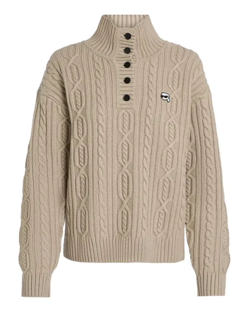 Karl Lagerfeld Ikon Poloshirt mit Zopfmuster - Nude Nude