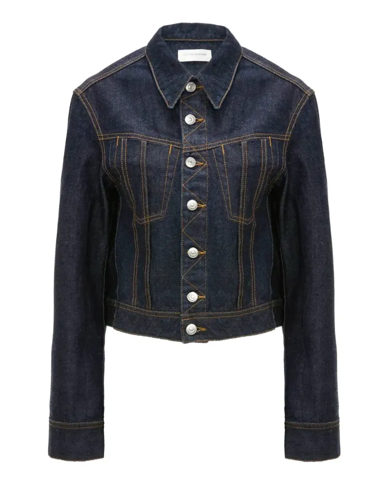 Victoria Beckham contrast-stitch cropped denim jacket - Blau Blau