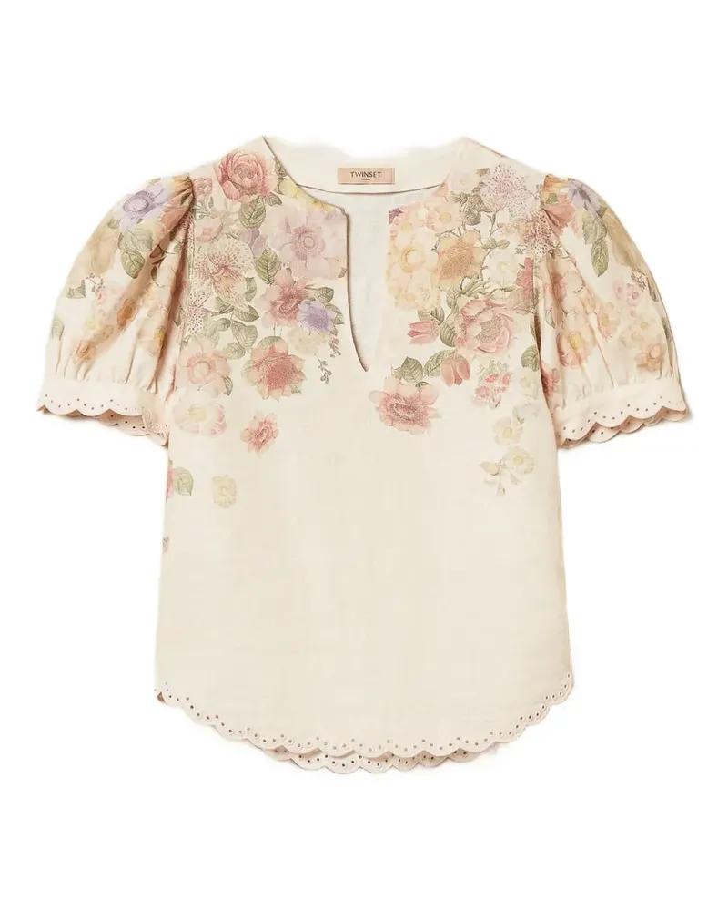 Twin-Set Bluse mit Blumen-Print - Nude Nude