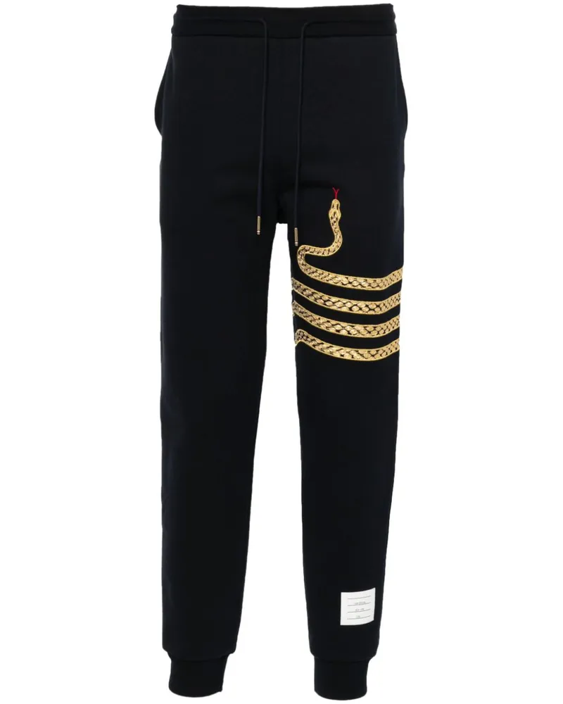 Thom Browne Jogginghose mit Schlangenstickerei - Blau Blau