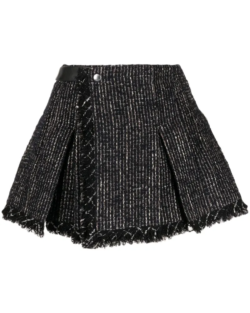 Sacai Tweed-Shorts mit hohem Bund Schwarz
