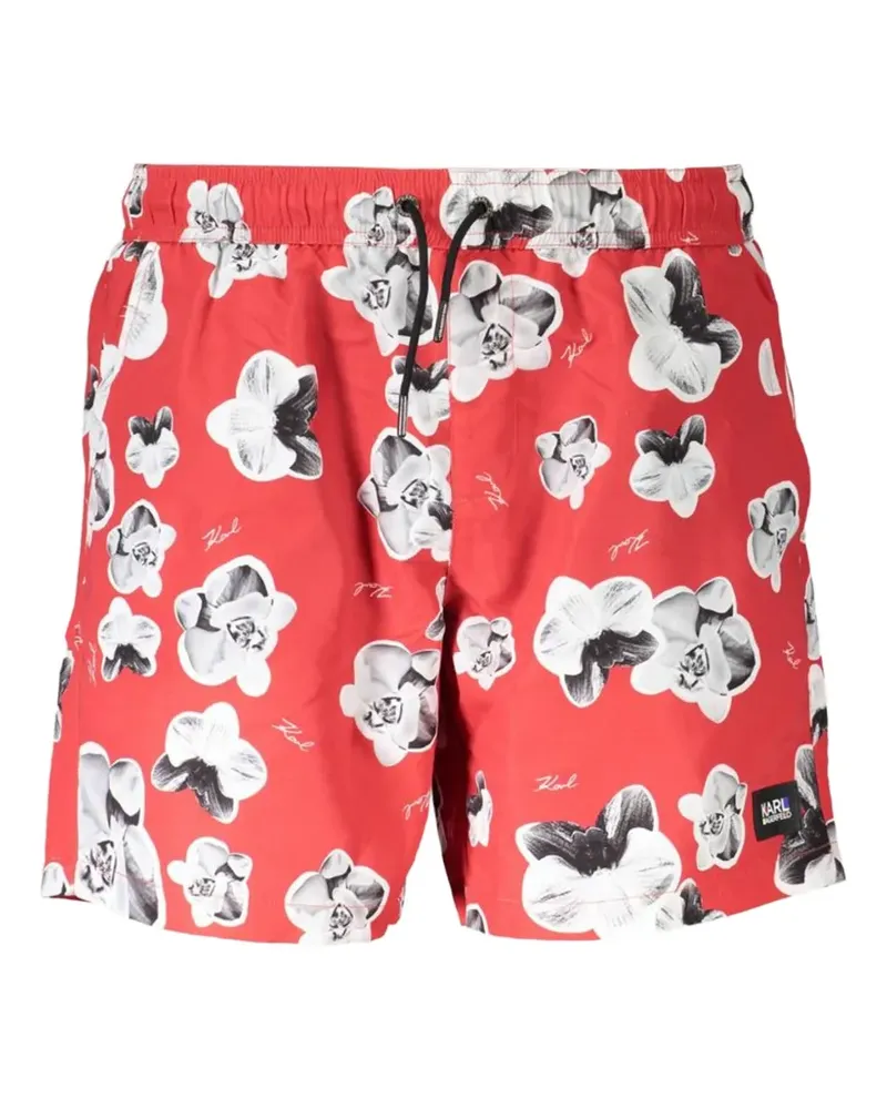 Karl Lagerfeld floral-print swim shorts - Rot Rot