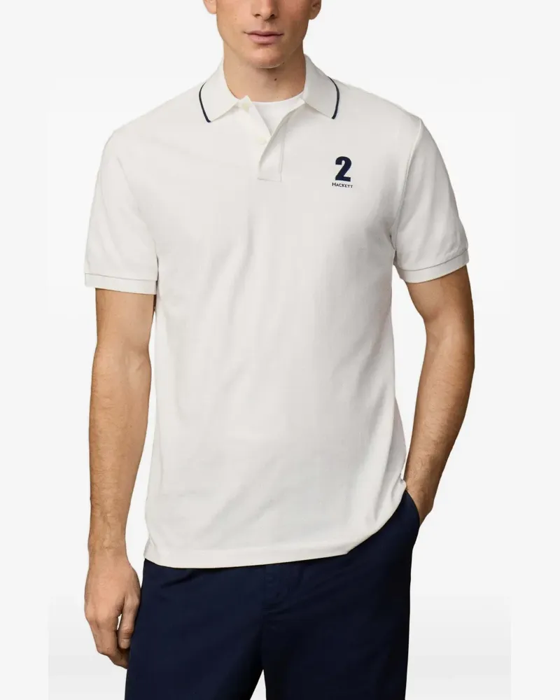 Hackett Piqué-Poloshirt mit gestreiften Details - Weiß Weiß