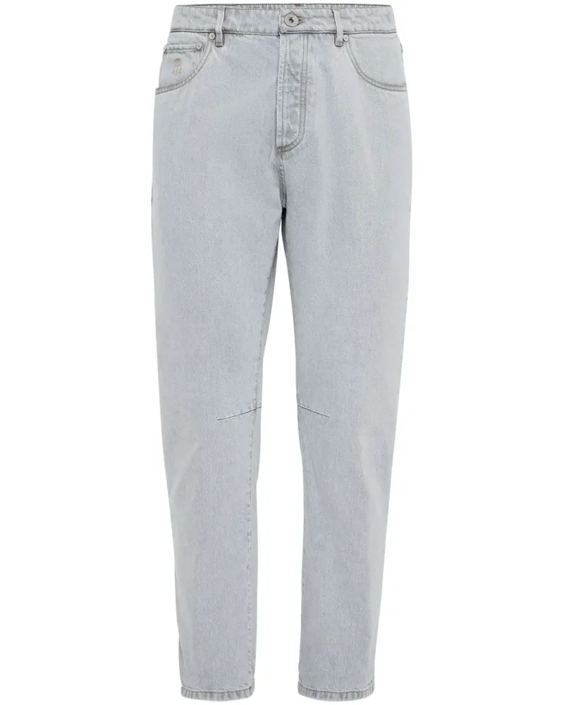 Brunello Cucinelli Tapered-Jeans mit Logo-Patch - Blau Blau