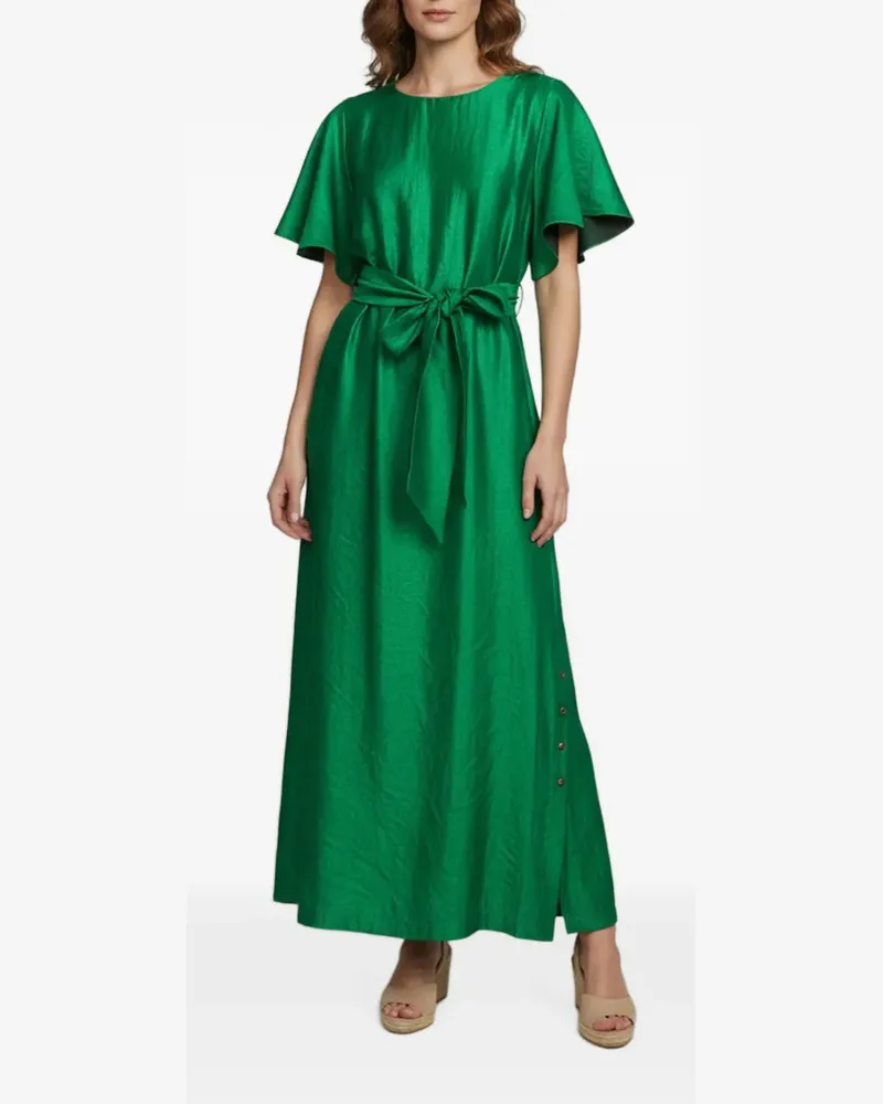 Baruni Kurzärmeliges Maxikleid mit Gürtel - Grün Grün