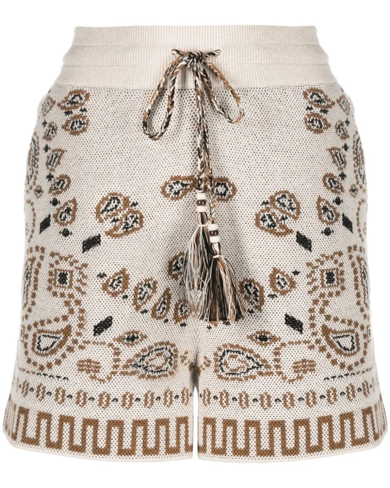 Alanui Shorts mit Bandana-Jacquardmuster Nude