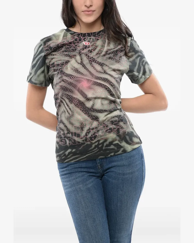 Diesel T-Shirt mit Batikmuster - Grün Grün