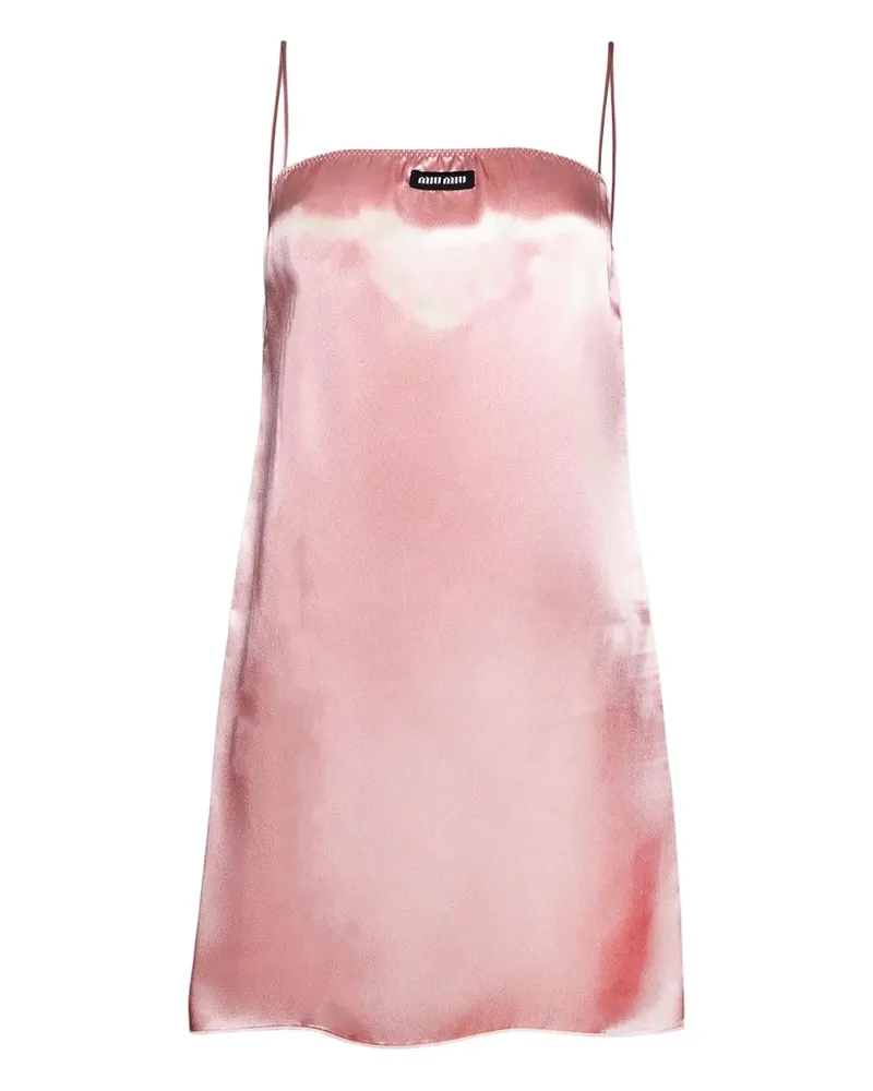 Miu Miu Camisole-Satinkleid mit Logo-Patch - Rosa Rosa