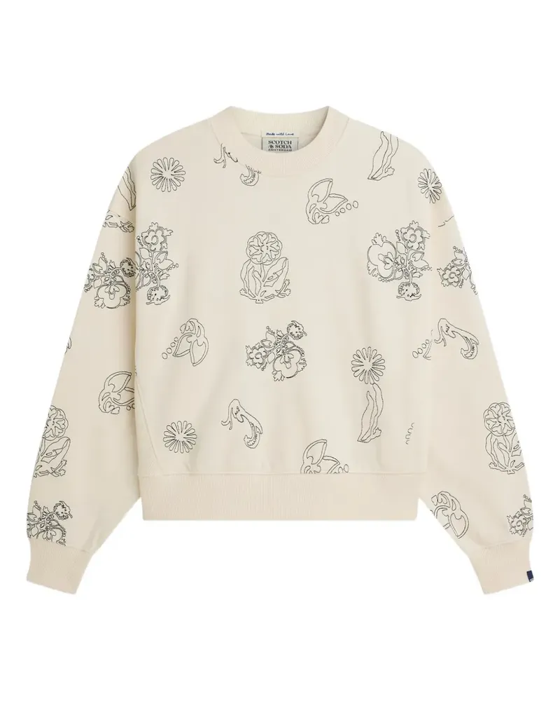 Scotch&Soda embroidered floral-print sweatshirt - Nude Nude