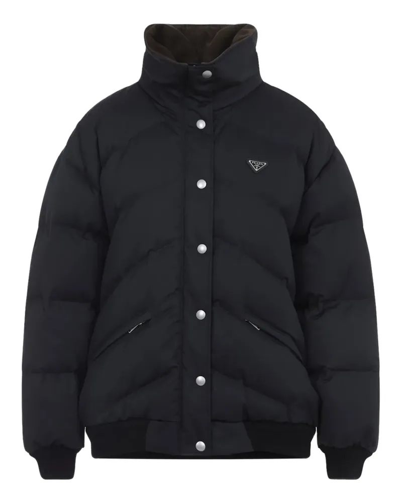 Prada quilted logo-plaque puffer jacket - Schwarz Schwarz