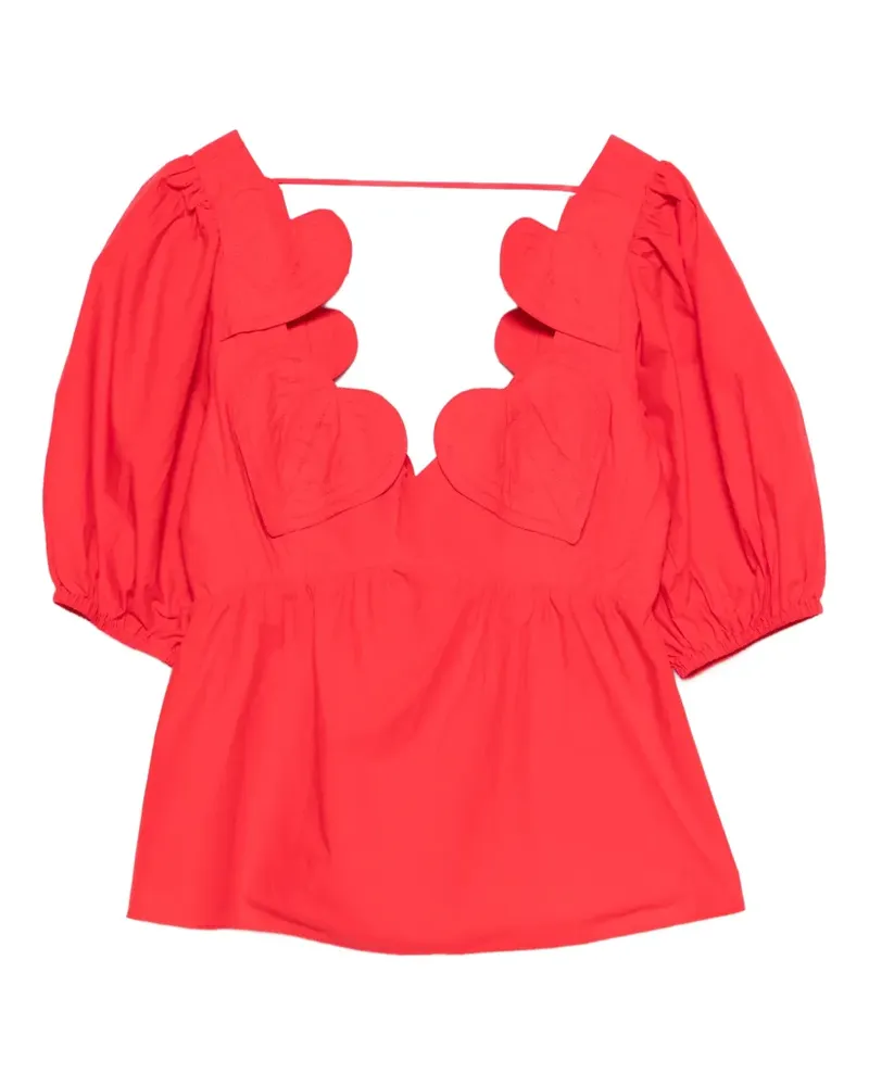 FARM Rio Heart Bluse mit Puffärmeln - Rot Rot