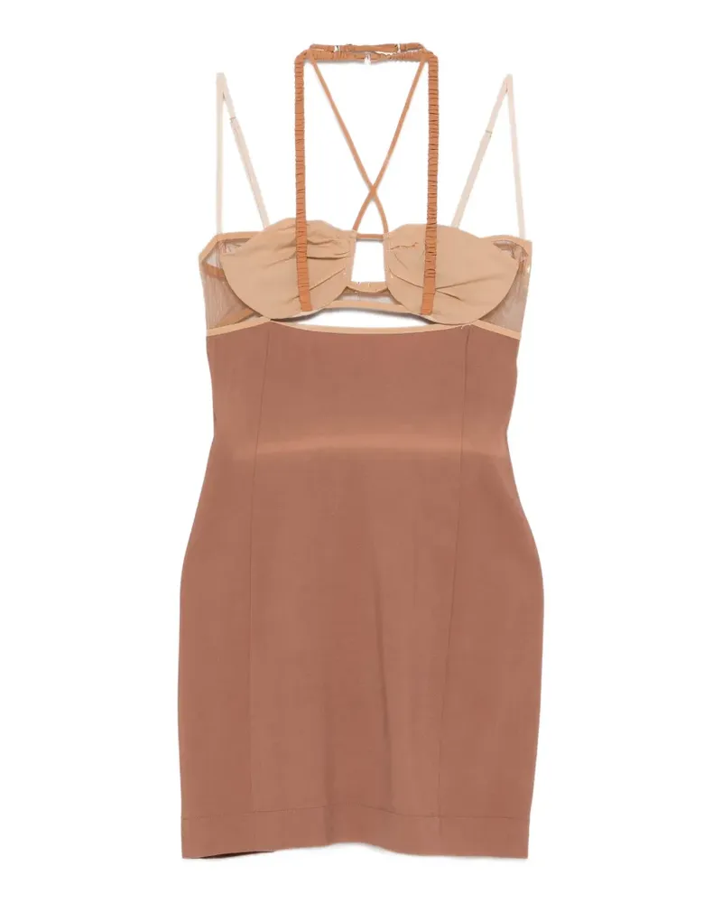 Nensi Dojaka DRAPED DOUBLE BRA MINI DRESS - Nude Nude