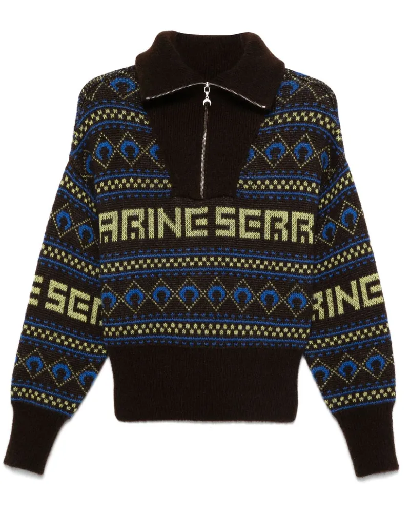 Marine Serre Jacquard-Pullover - Braun Braun