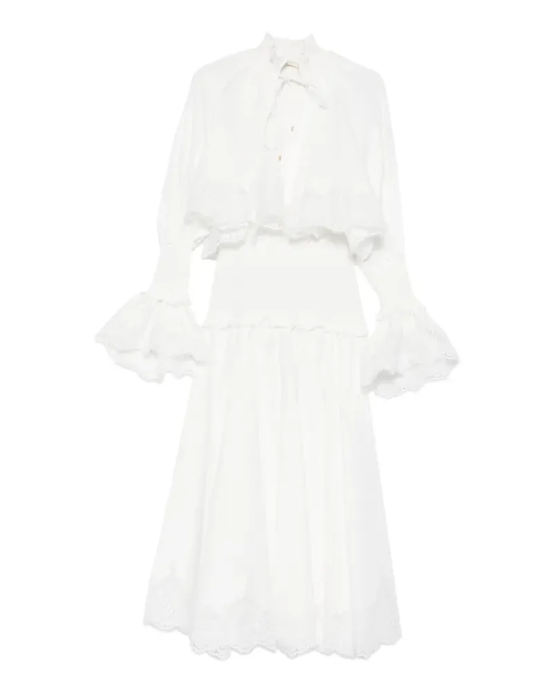 Zimmermann Alchemy lace-detail ruffle midi dress - Weiß Weiß