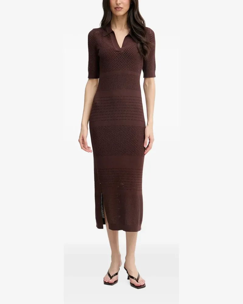 Joseph Ribkoff Kurzärmeliges perforiertes Midikleid - Braun Braun