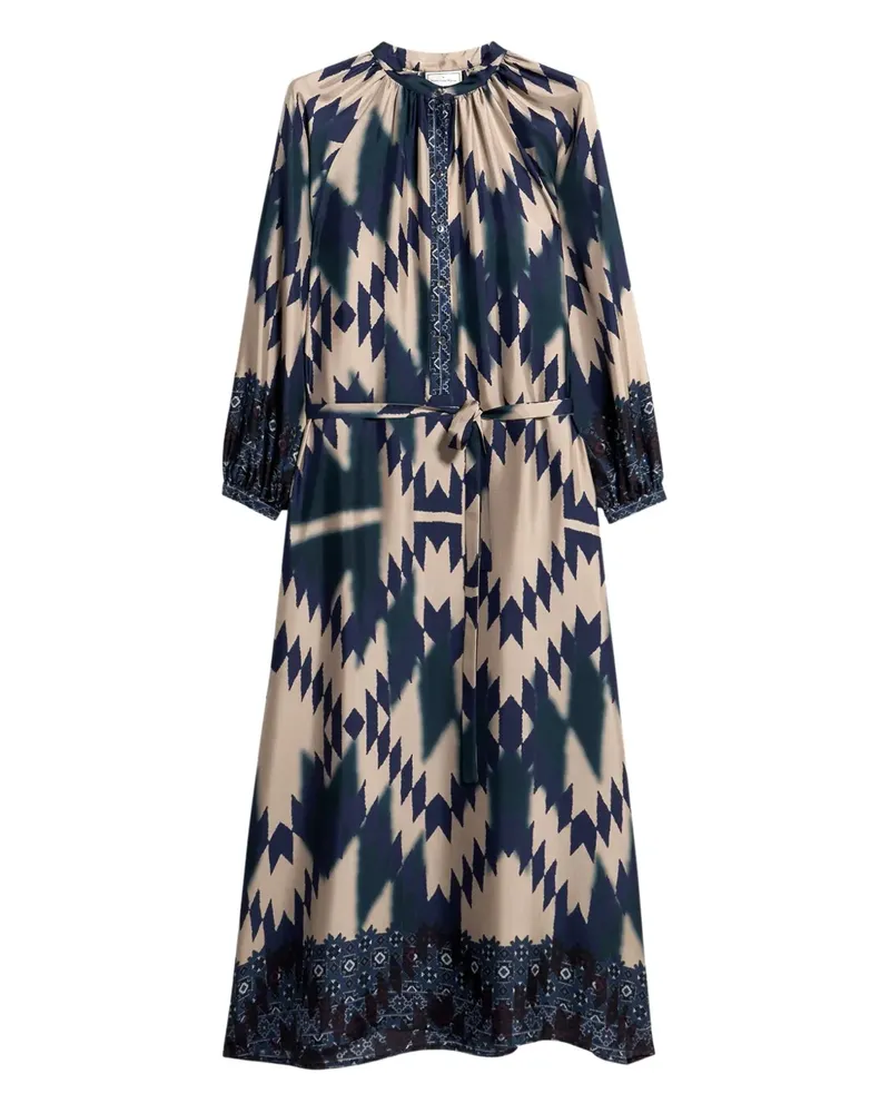 Pierre-Louis Mascia Gürtel-Maxikleid mit geometrischem Print - Blau Blau