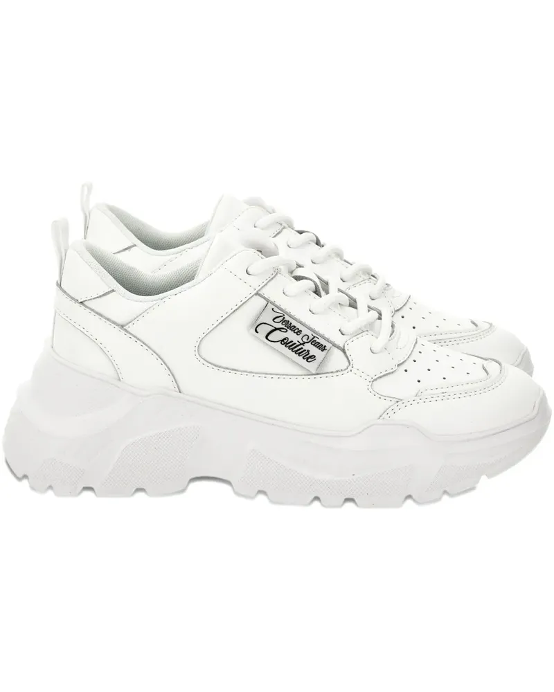 Versace Jeans Sneakers mit Logo-Schild - Weiß Weiß