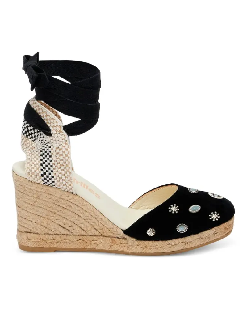 Fortela Espadrilles stone-embellished wedge espadrilles - Schwarz Schwarz