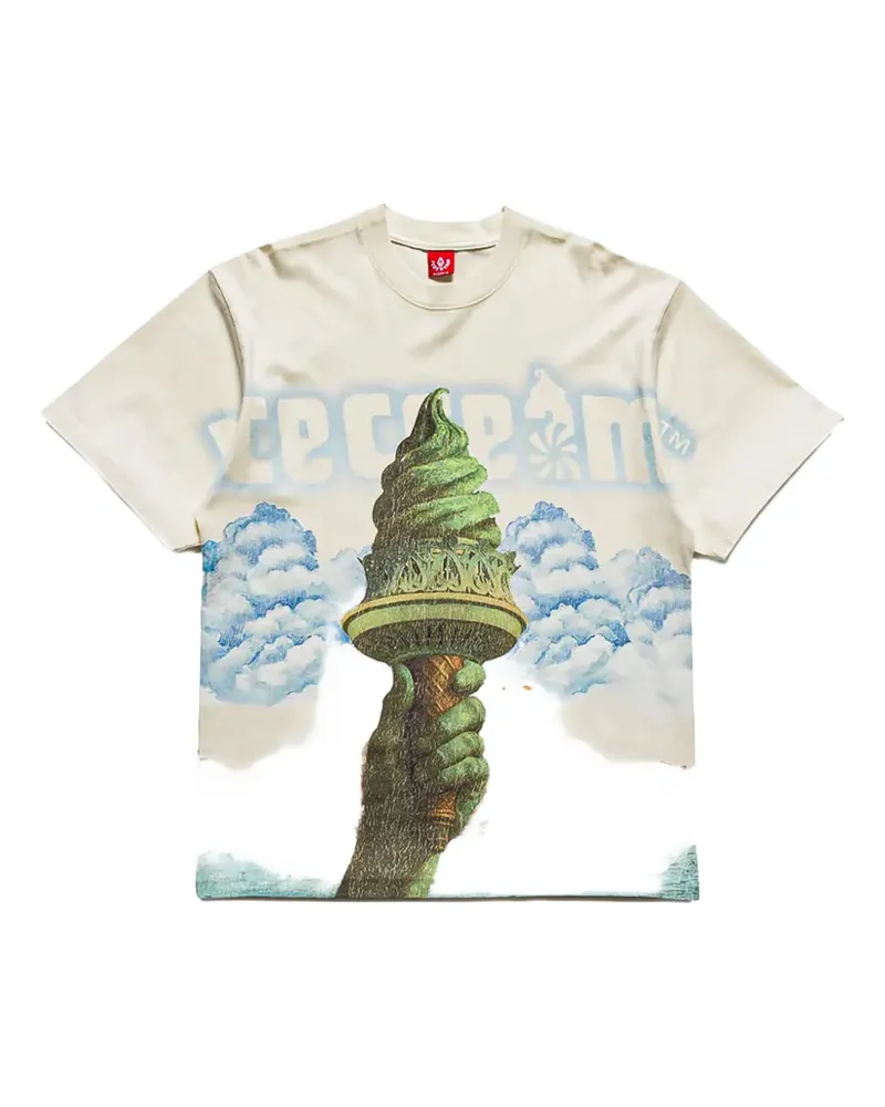 ICECREAM graphic-print oversized T-shirt - Nude Nude