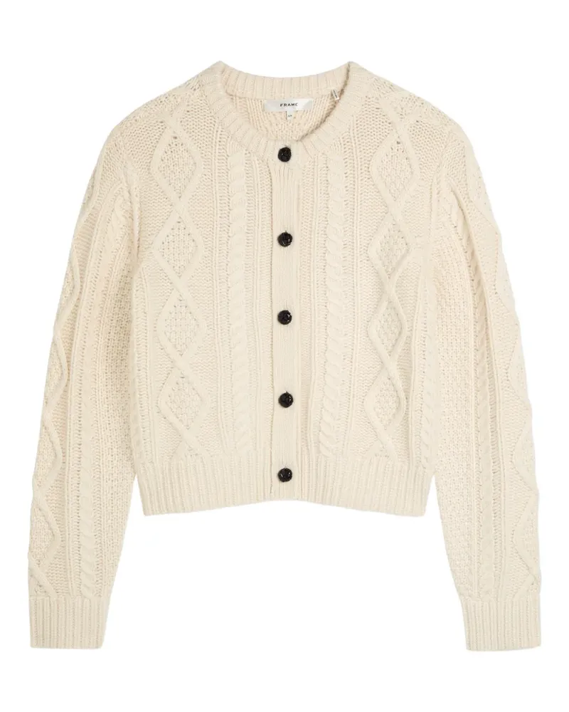 Frame Denim Cable-knit buttoned sweater - Nude Nude