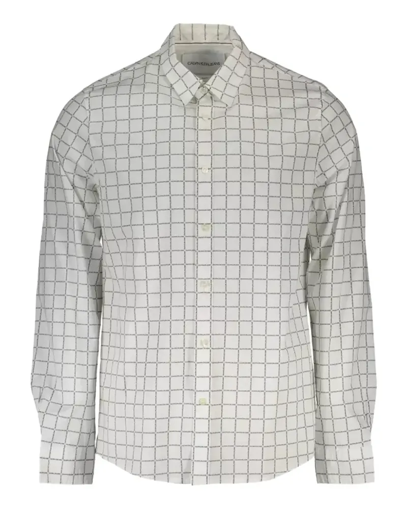 Calvin Klein grid-print slim-fit shirt - Weiß Weiß