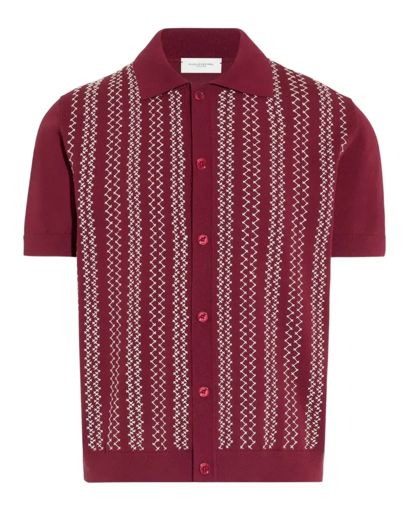 Paolo Pecora Milano stripe-embroidered short-sleeve shirt - Rot Rot