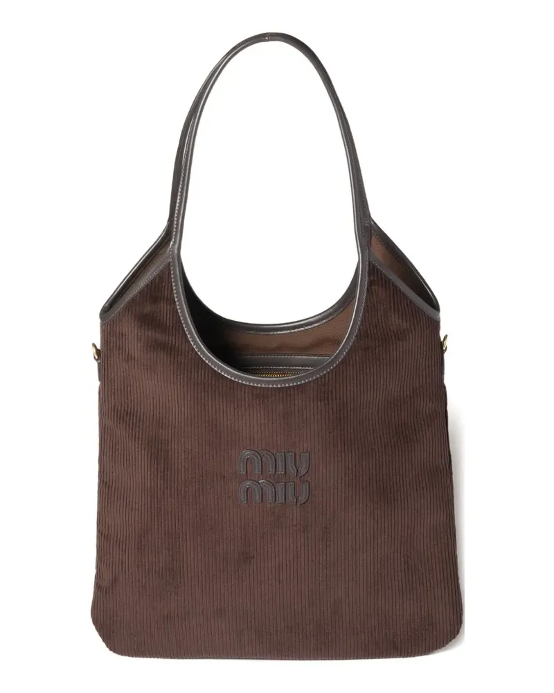 Miu Miu Ivy Schultertasche mit Cord-Logo - Braun Braun