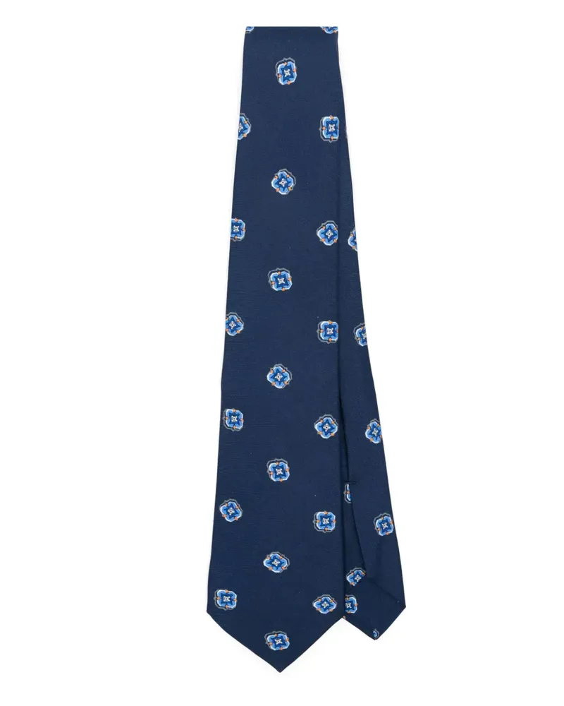 Kiton Gemusterte Seidenkrawatte - Blau Blau