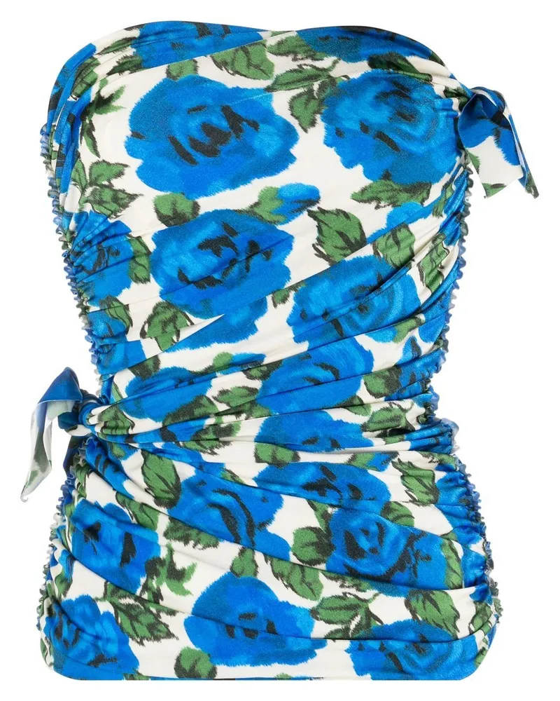 Philosophy Di Lorenzo Serafini Schulterfreies Top mit Blumen-Print - Blau Blau