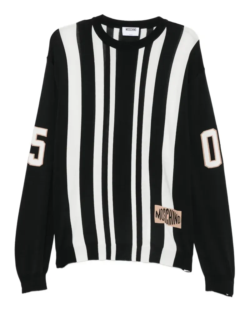 Moschino vertical-stripe logo-detail sweater - Schwarz Schwarz