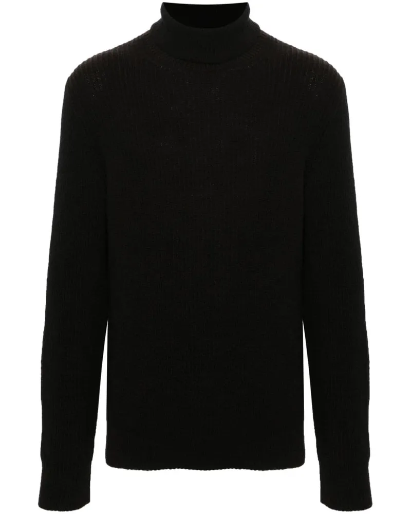 Tagliatore Gerippter Strickpullover - Schwarz Schwarz