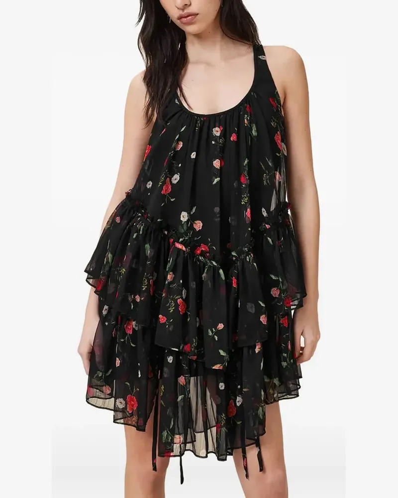AllSaints Asymmetrisches Stufenkleid mit Rüschen - Schwarz Schwarz