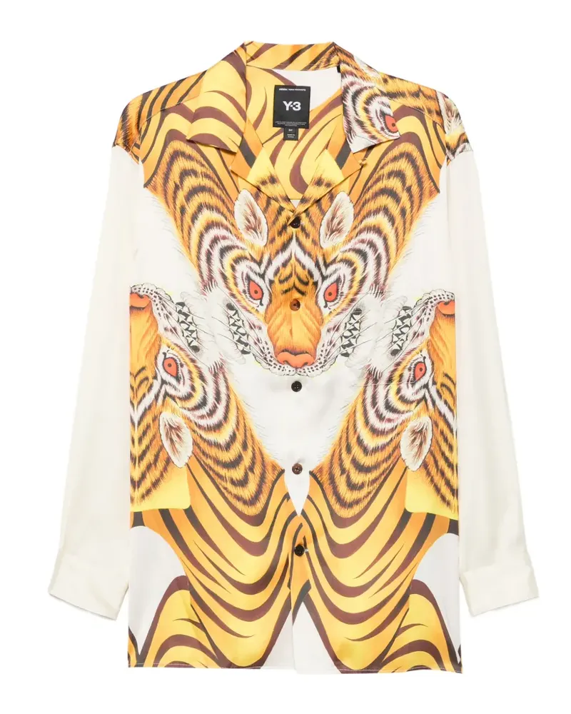 Y-3 tiger-print buttoned shirt - Nude Nude