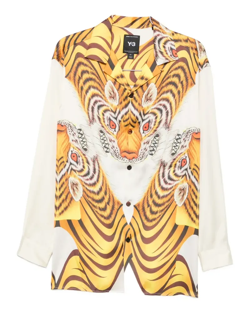 Y-3 tiger-print buttoned shirt - Nude Nude