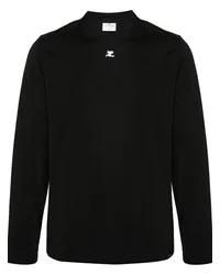 Courrèges T-Shirt mit Logo-Applikation Schwarz