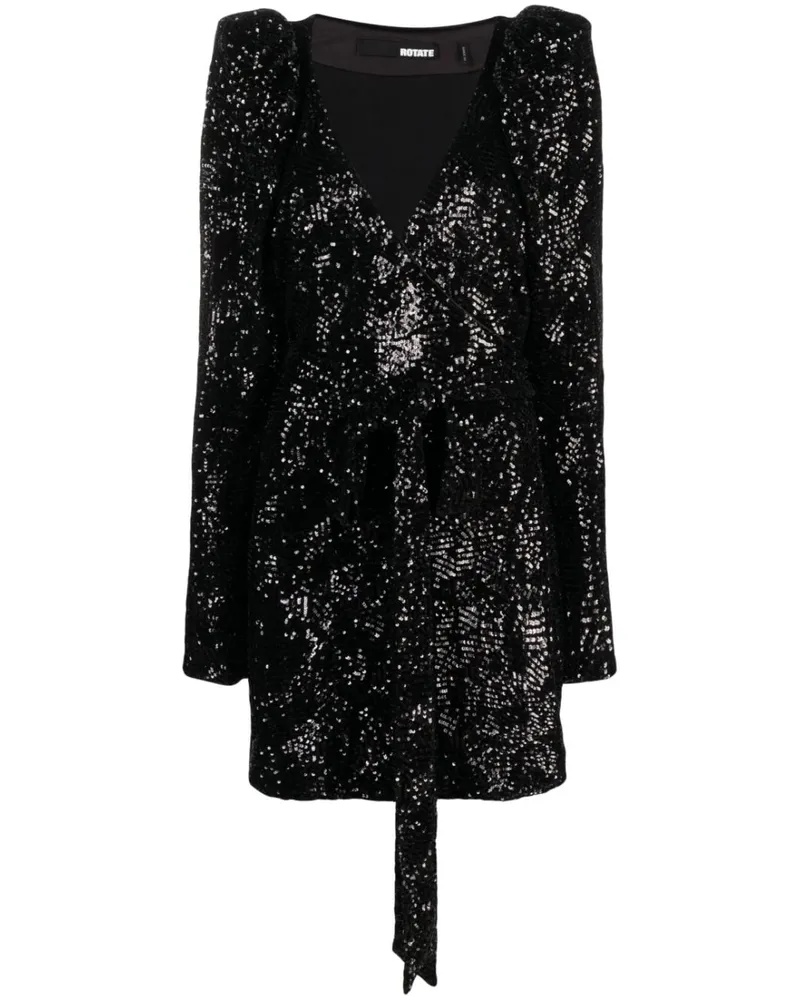 ROTATE Birger Christensen Minikleid mit Pailletten - Schwarz Schwarz