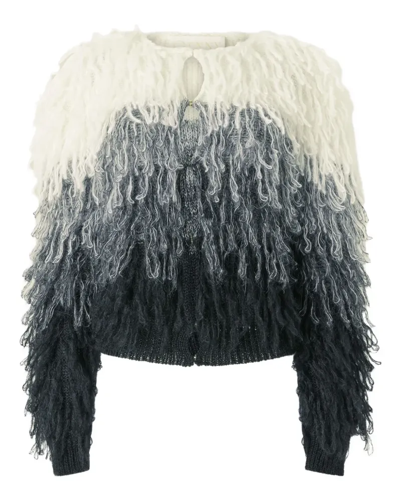 Genny Cardigan mit Fransen - Weiß Weiß