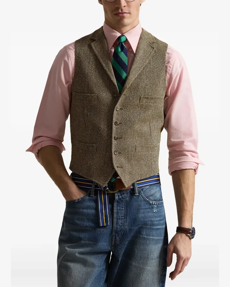 Ralph Lauren herringbone button waistcoat - Braun Braun