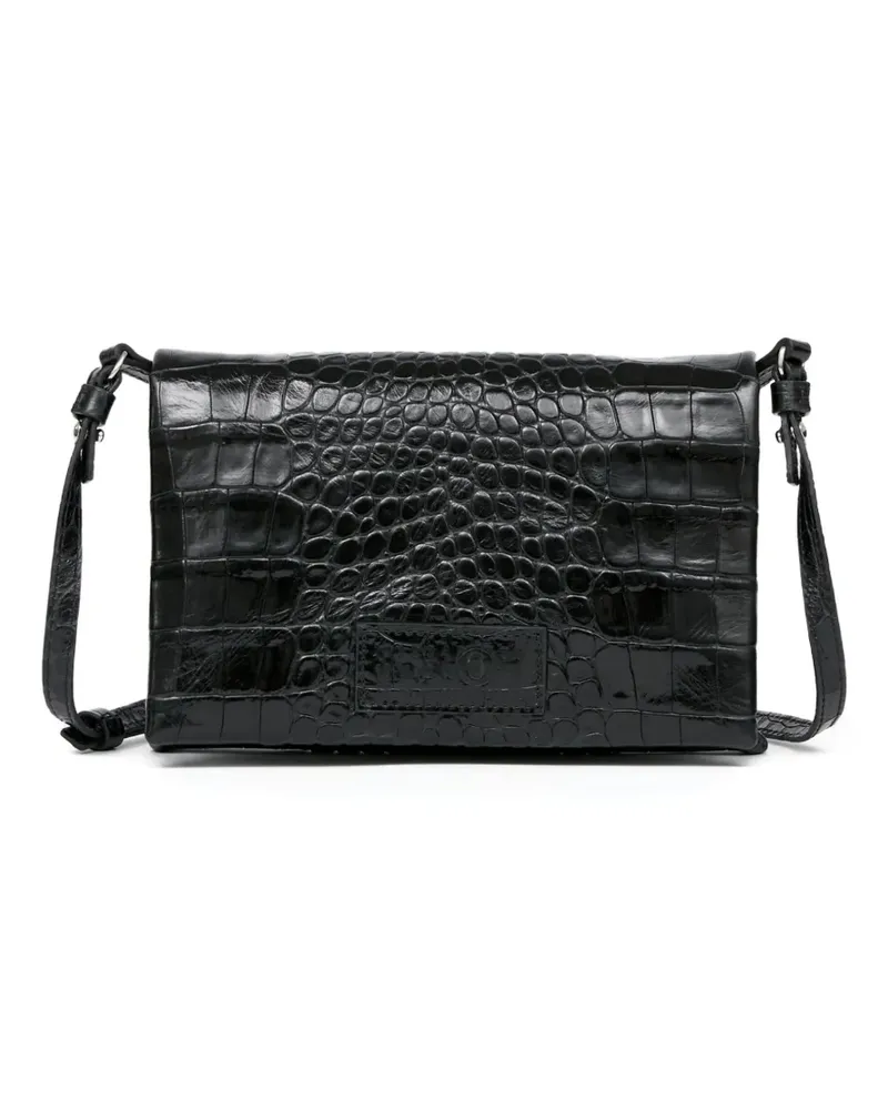 Maison Margiela Kleine Schultertasche mit Kroko-Effekt - Schwarz Schwarz