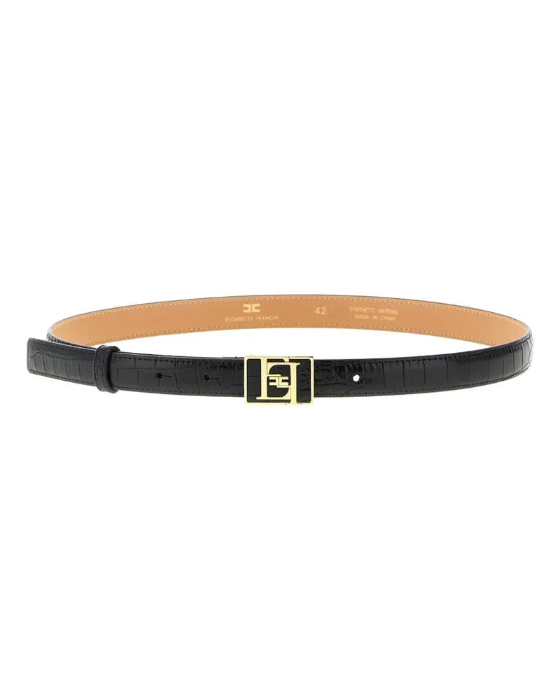 Elisabetta Franchi crocodile-effect logo-buckle belt - Schwarz Schwarz
